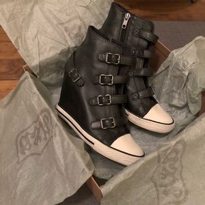 Ash Thelma Wedge Leather Sneakers